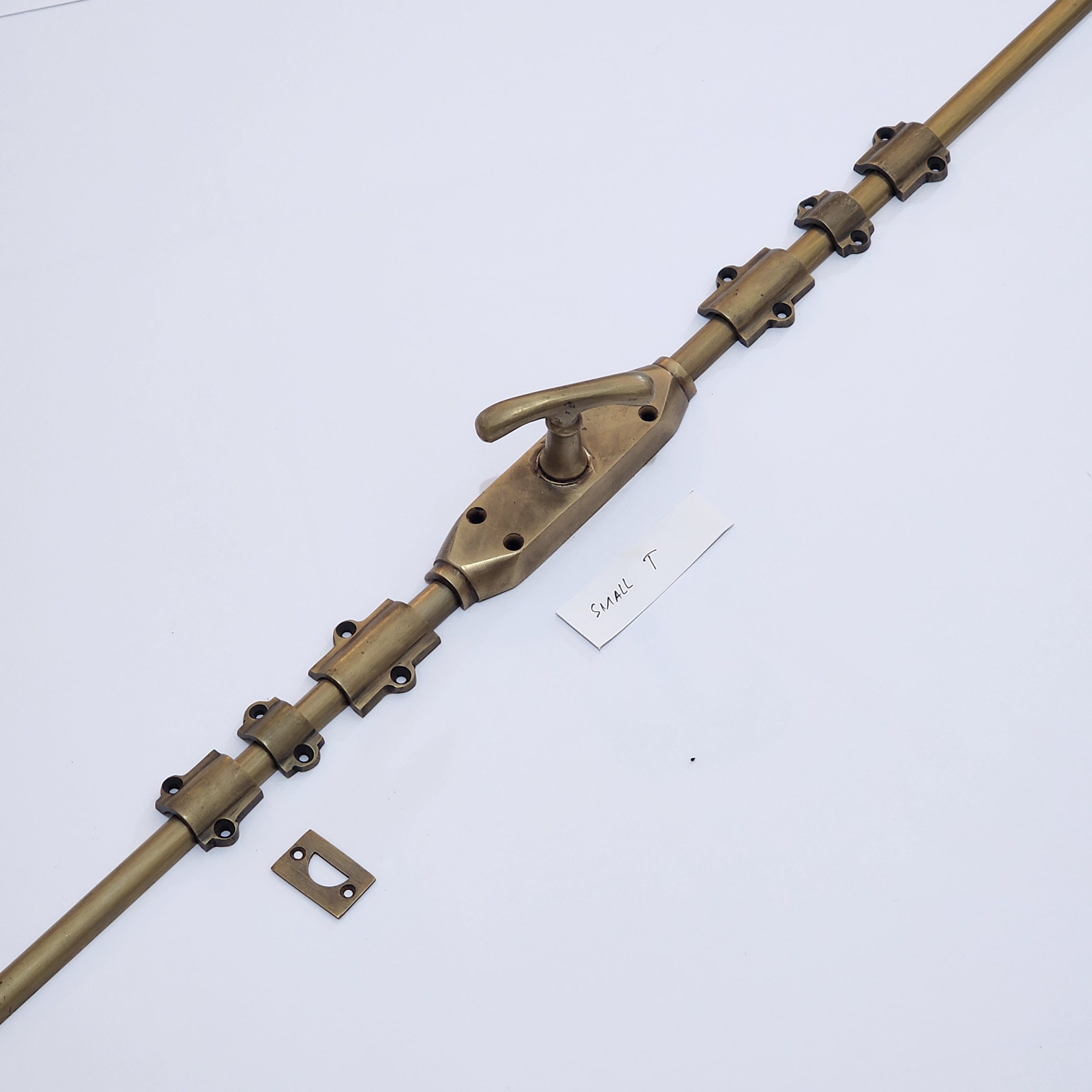 T Small Knob - 4 Sets 72” inches CREMONE Rustic hand made solid brass Heavy French Bolt turn Old Style Door Flush slide espagnolette - Image 9