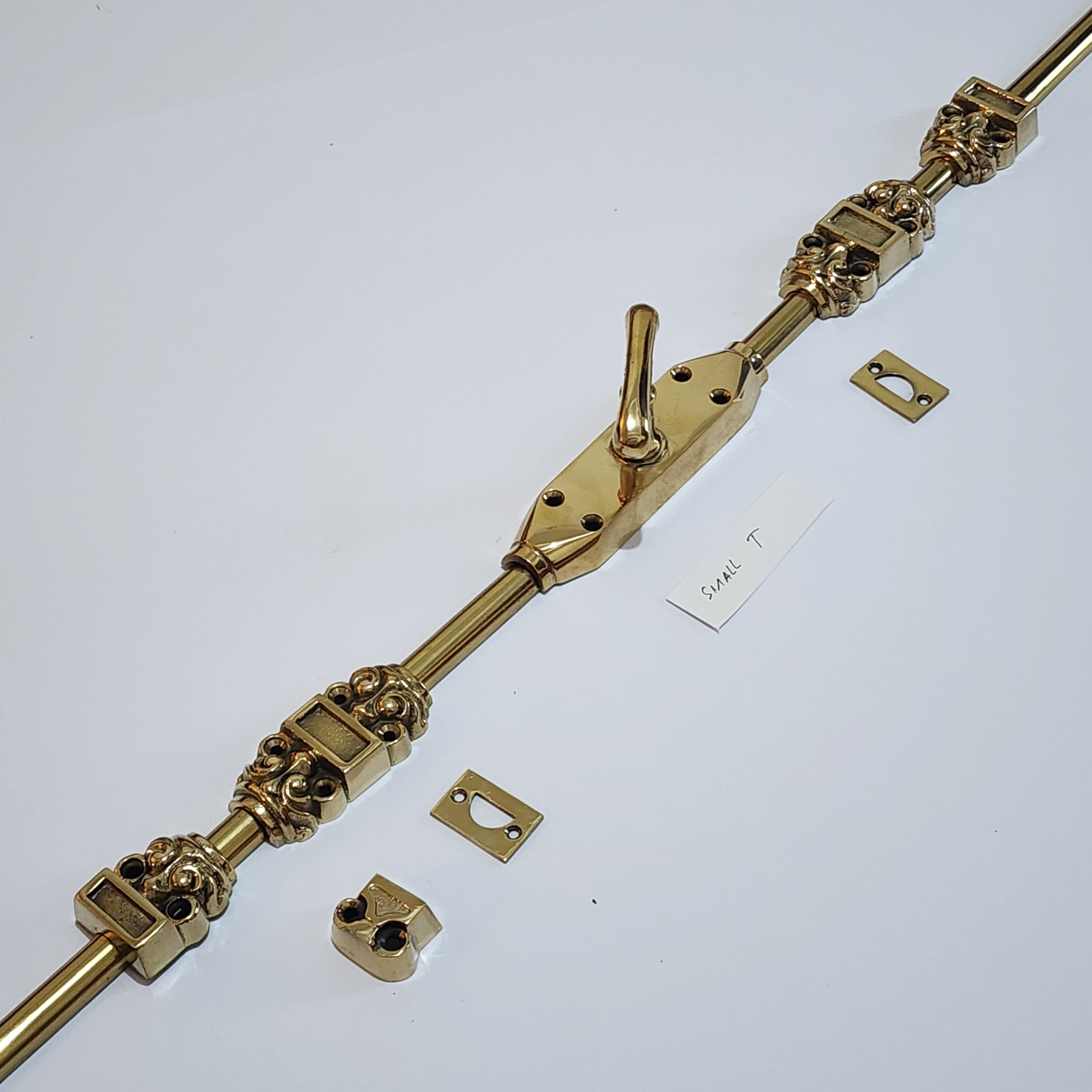 T Small Knob - 4 Sets 72” inches CREMONE Rustic hand made solid brass Heavy French Bolt turn Old Style Door Flush slide espagnolette - Image 7