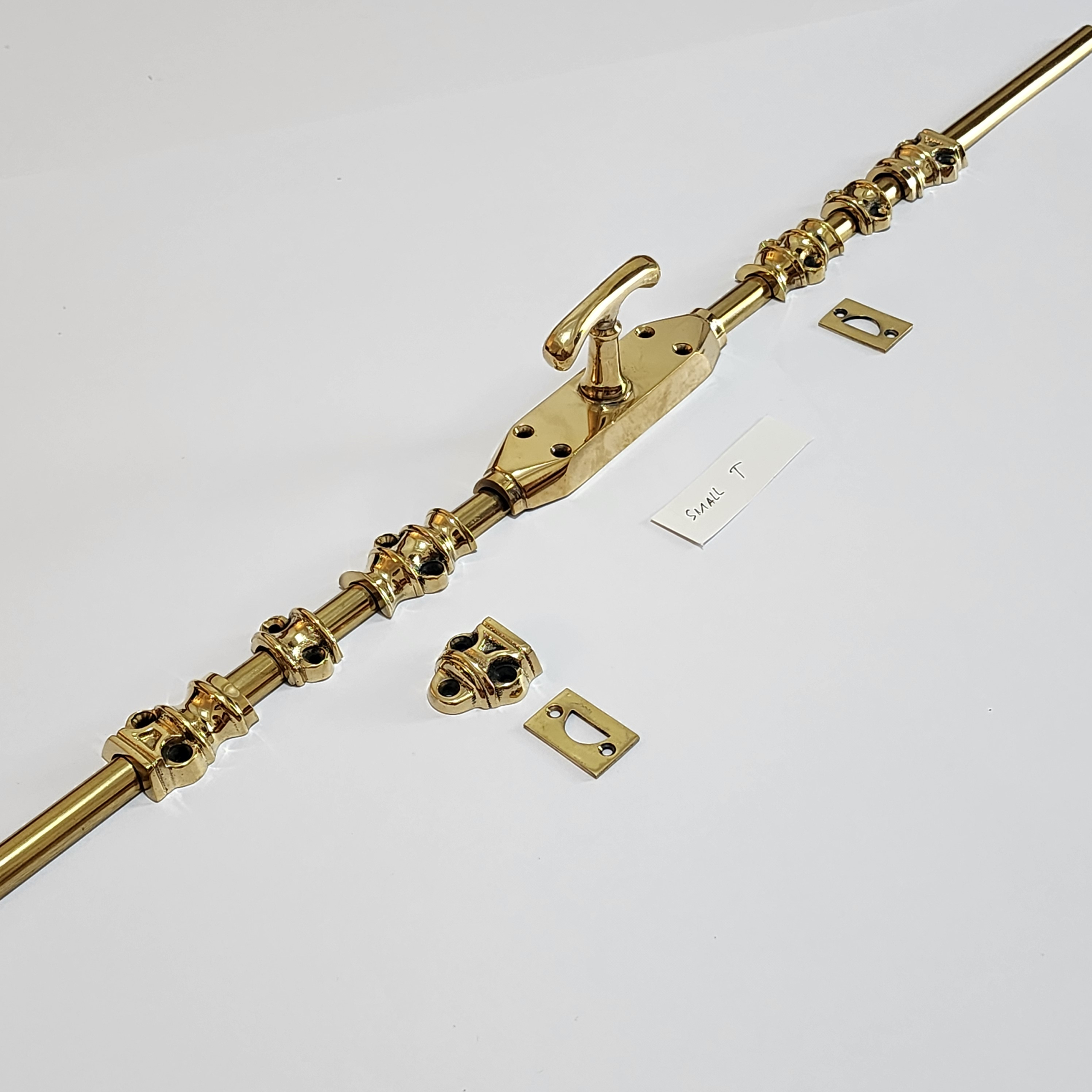 T Small Knob - 4 Sets 72” inches CREMONE Rustic hand made solid brass Heavy French Bolt turn Old Style Door Flush slide espagnolette - Image 4