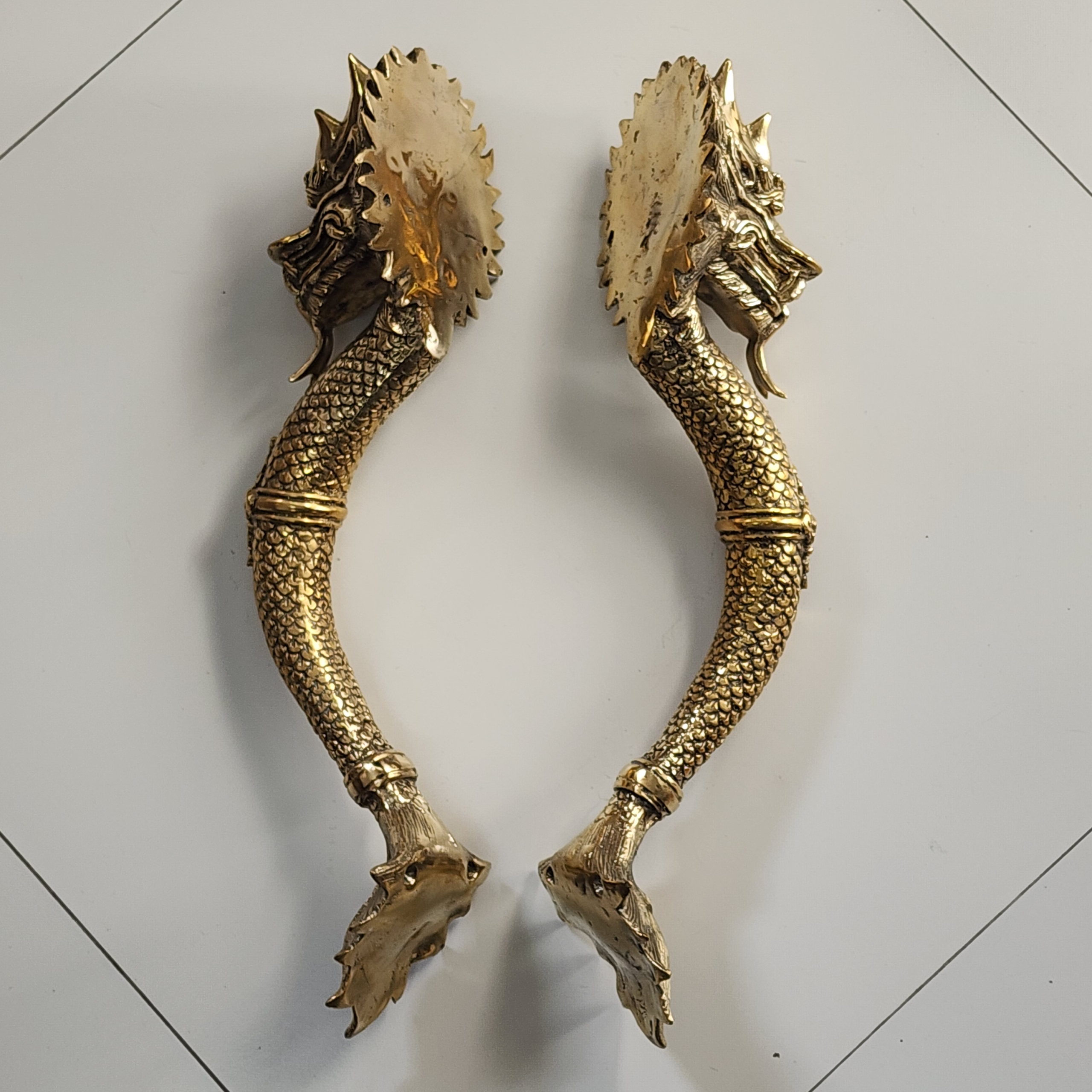 2 Dragon 45cm Brass Door Handle Strong Heavy Hollow Inside - Image 12