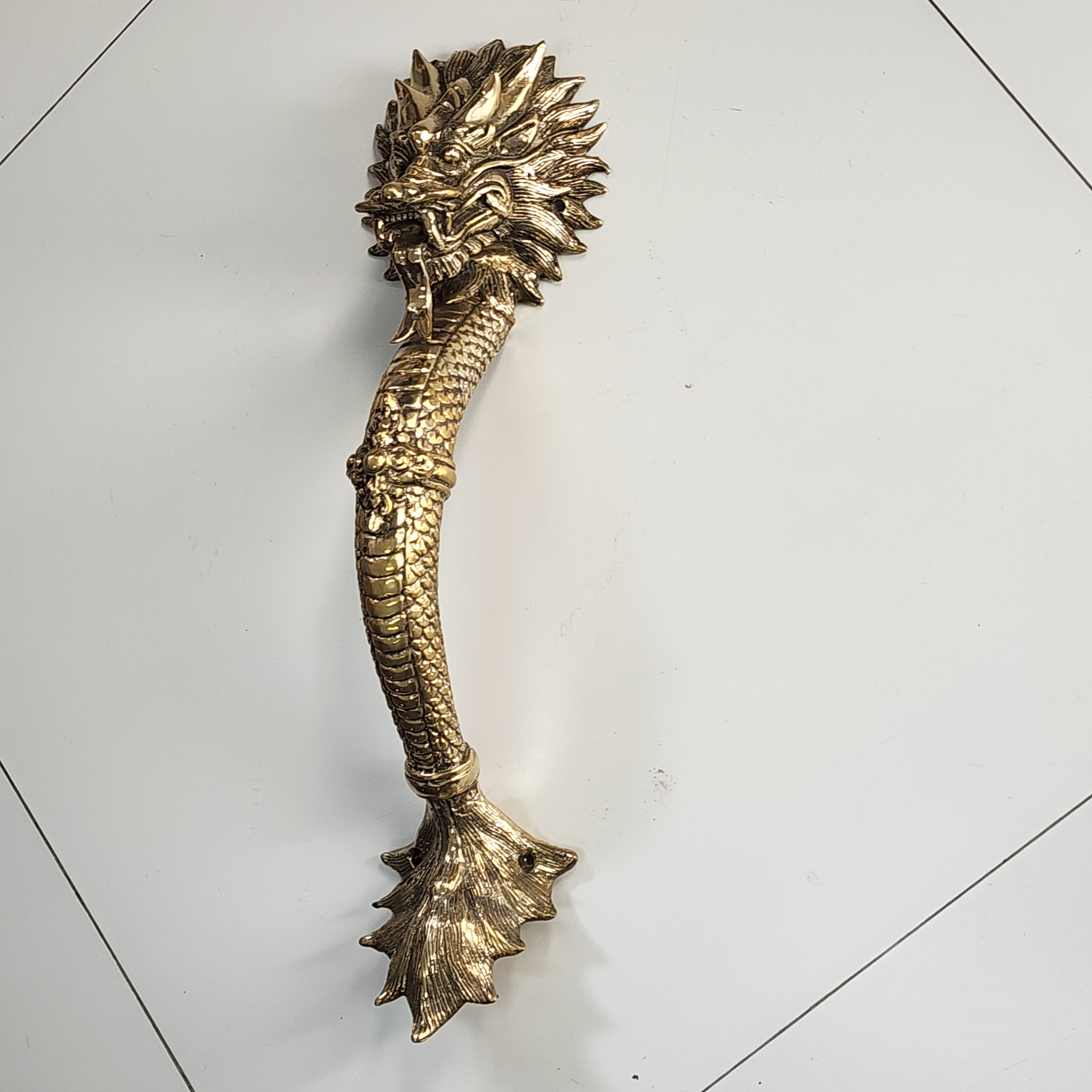 2 Dragon 45cm Brass Door Handle Strong Heavy Hollow Inside - Image 3