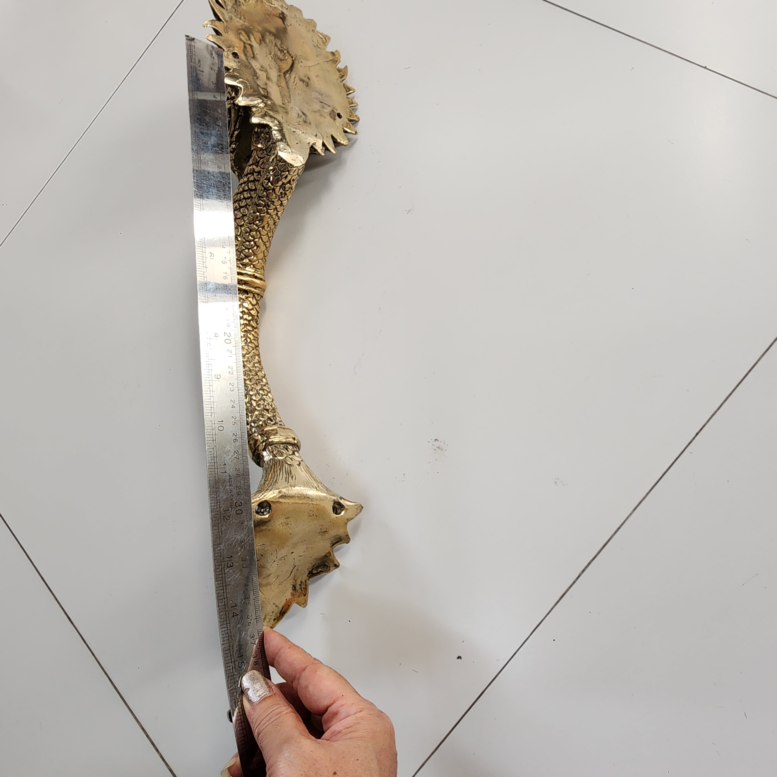 2 Dragon 45cm Brass Door Handle Strong Heavy Hollow Inside - Image 6