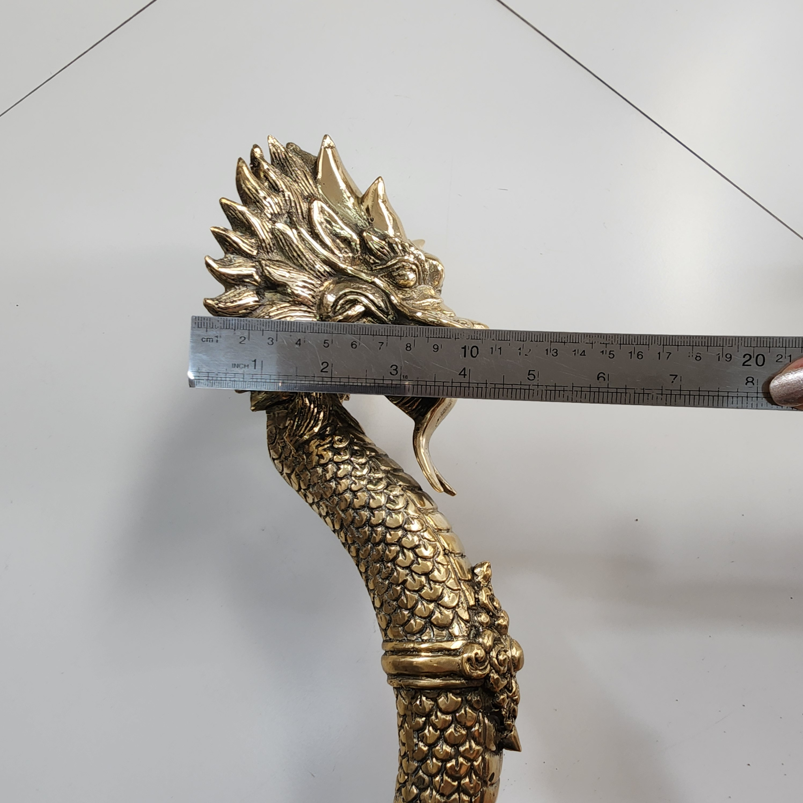 2 Dragon 45cm Brass Door Handle Strong Heavy Hollow Inside - Image 9