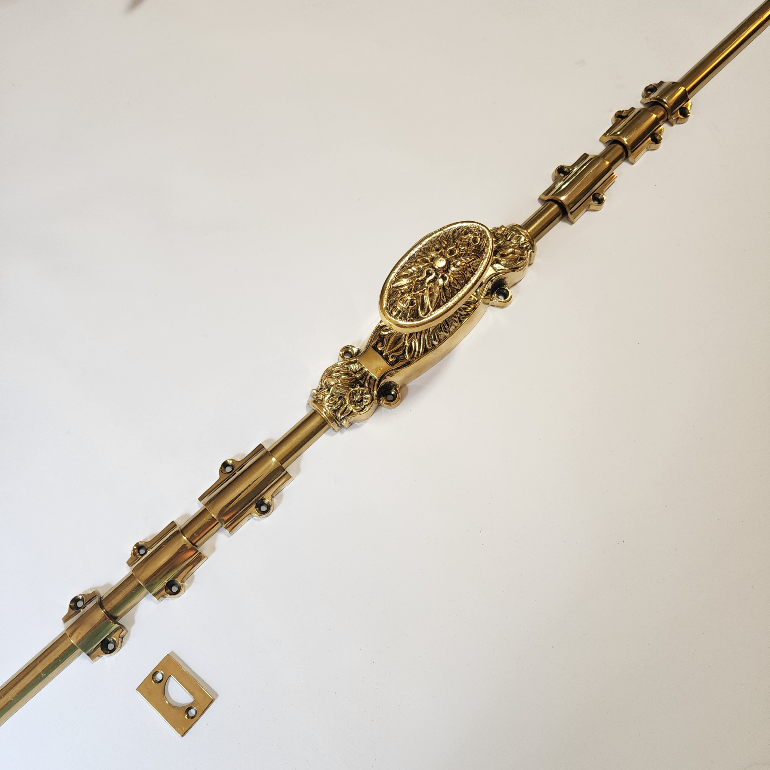 Rose Flower Knob - Cremone Bolt 110" inches total long with Plain Knuckels