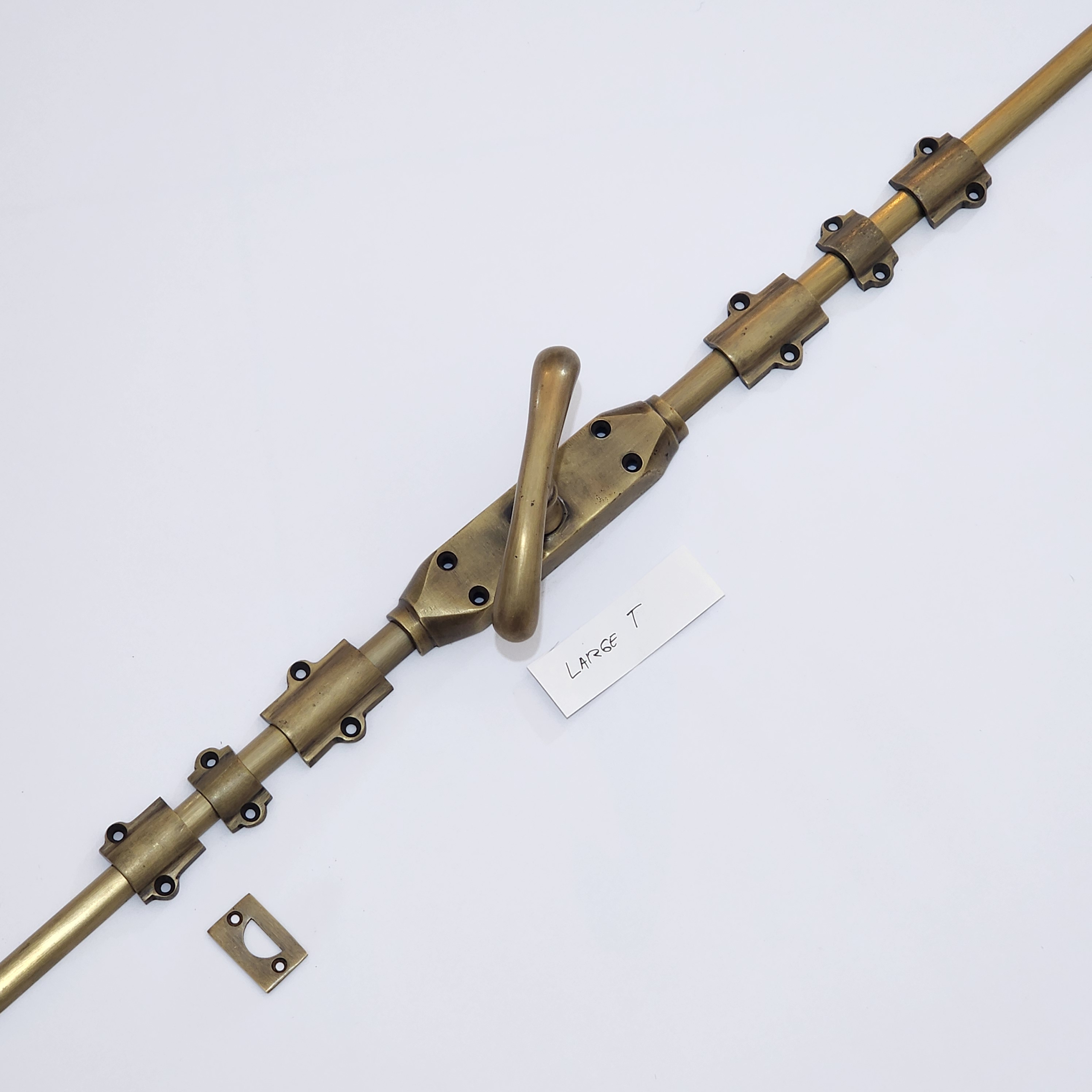 T LARGE Knob Brass Cremone Bolt 110" inches total long - Image 2