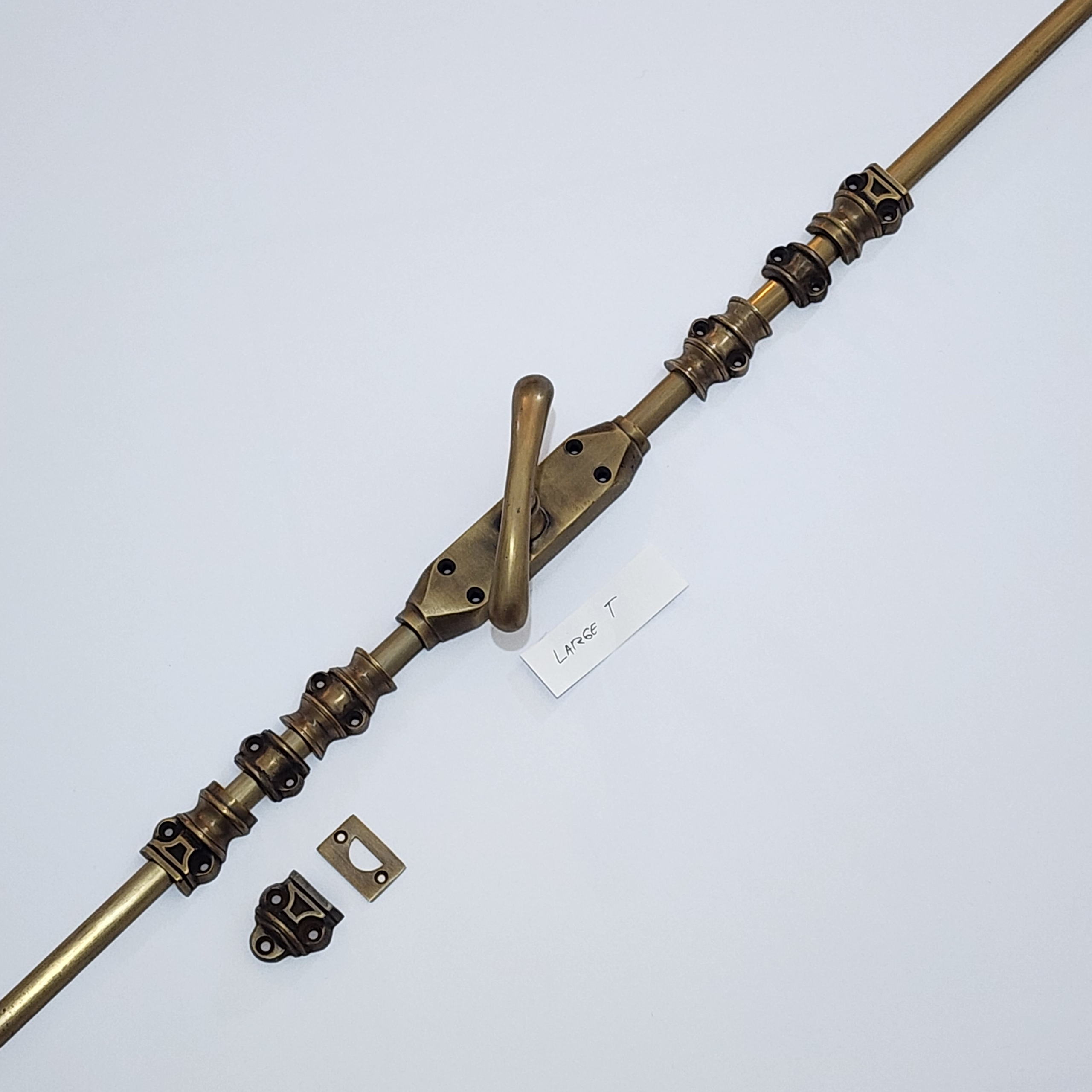 T LARGE Knob Brass Cremone Bolt 110" inches total long - Image 4