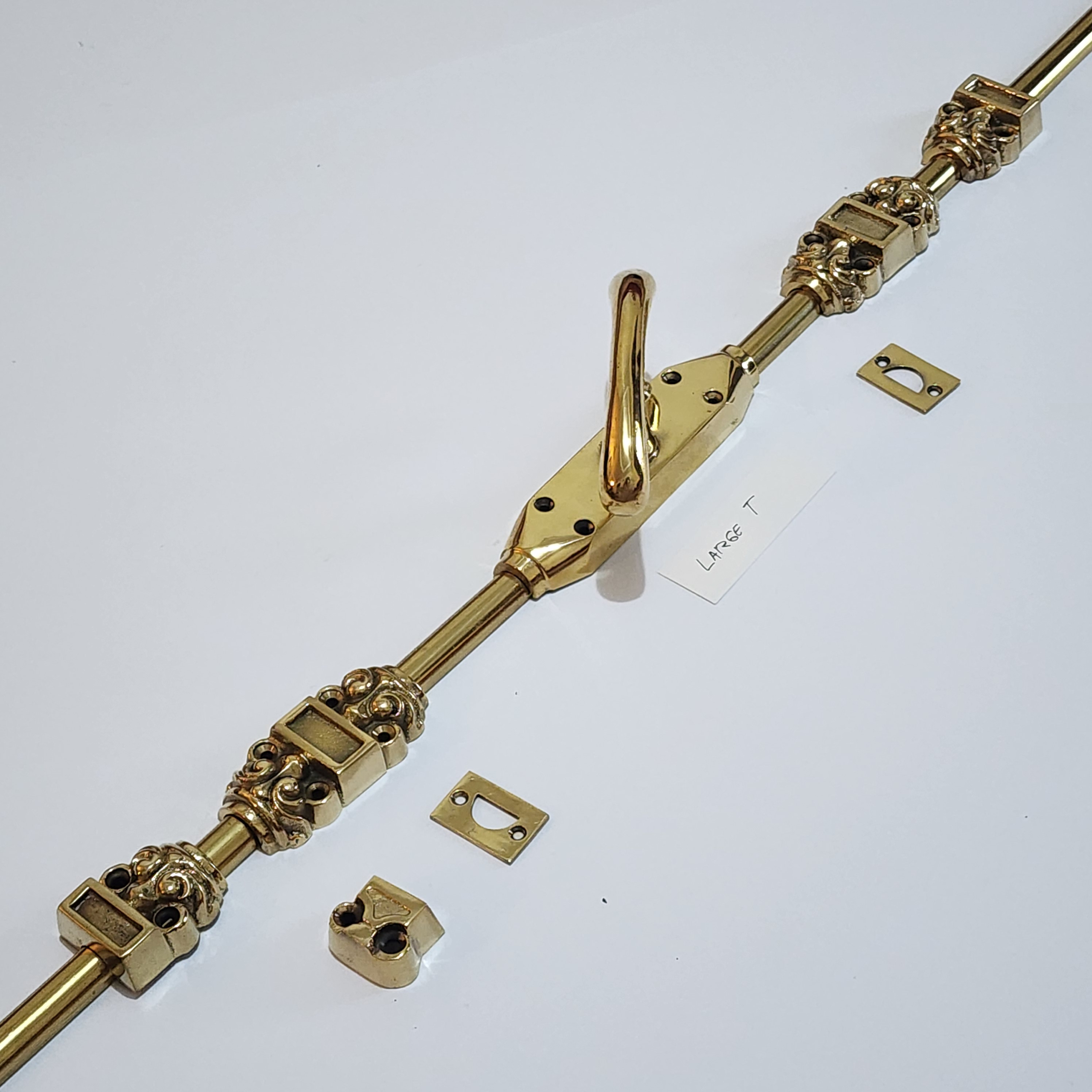T LARGE Knob Brass Cremone Bolt 110" inches total long - Image 6
