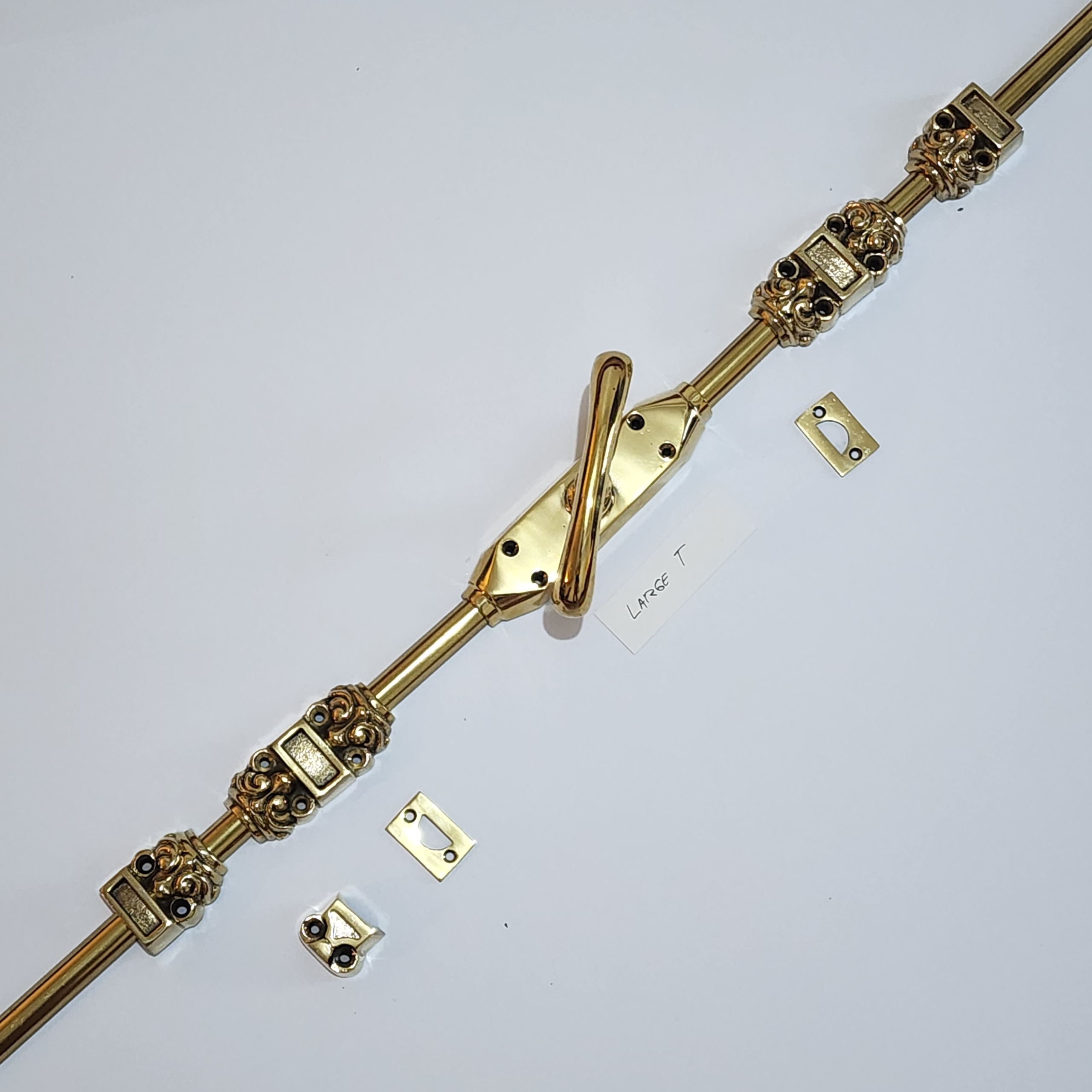 T LARGE Knob Brass Cremone Bolt 110" inches total long - Image 7