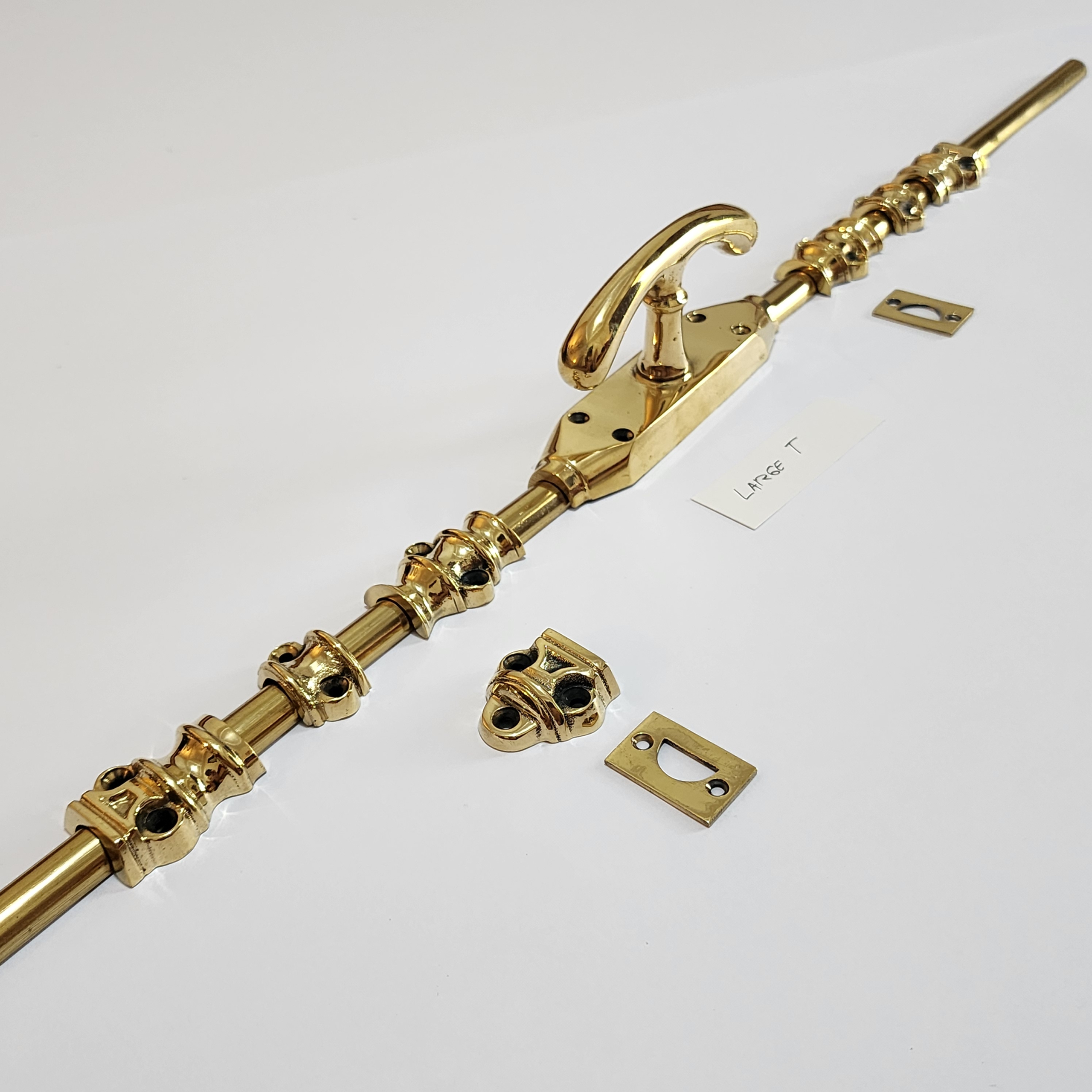 T LARGE Knob Brass Cremone Bolt 110" inches total long - Image 10