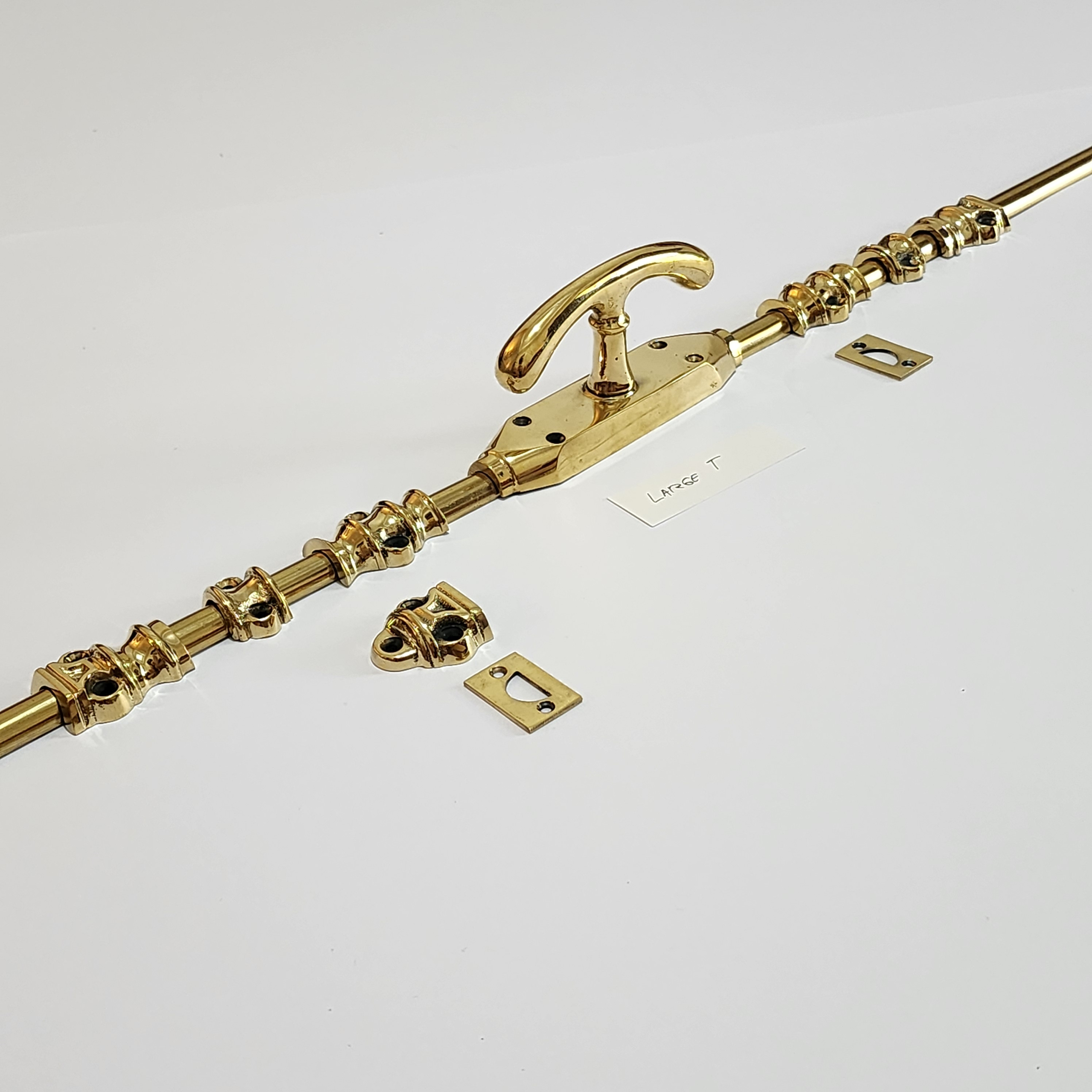 T LARGE Knob Brass Cremone Bolt 110" inches total long - Image 12